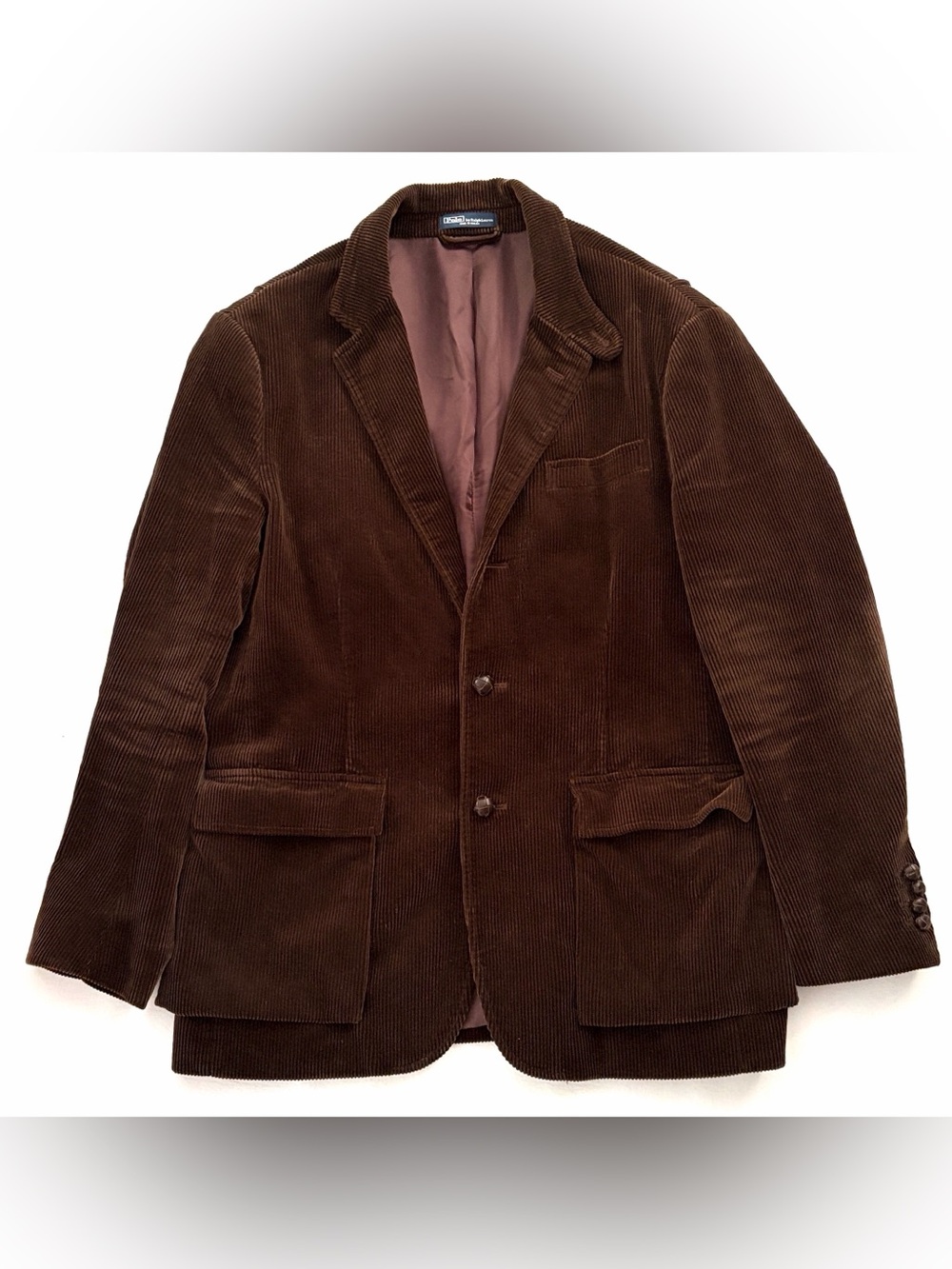 Polo Ralph Lauren Vintage Brown Corduroy 100% Cotton Sport Coat Blazer Large - Picture 11 of 16